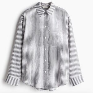 H&M Oversized shirt, grey and white, size M